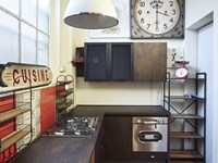 cucina moderna angolare industriale stile in offerta completa di elettrodomestici candy vintage inox