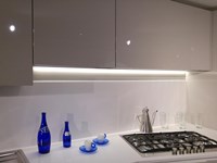 Cucina Arredo3 curva laccato lucido con piano silestone