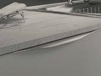cucina moderna con penisola in grigio cemento