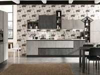 cucina lineare industriale con colonne grigio cemento in offerta nuovimondi