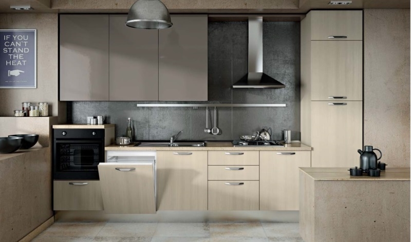 Cucina lineare offerta moderna anta sabbia e tranche cucine a ... Cucina 240