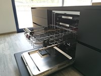 Cucina moderna ad isola Dibiesse Area 22 xl 30° gola curva in FENIX nero opaco a prezzo scontato