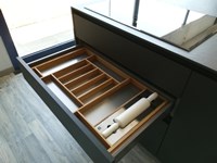 Cucina moderna ad isola Dibiesse Area 22 xl 30° gola curva in FENIX nero opaco a prezzo scontato