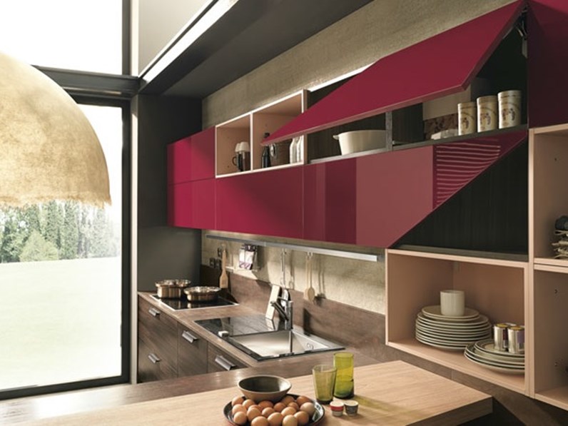 cucina moderna in essenza olmo dark compresa di soggiorno integrato ... cucina moderna in essenza olmo dark compresa di soggiorno integrato ...