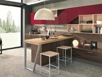 cucina moderna in essenza olmodark e laccato red