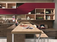 cucina moderna in essenza olmodark e laccato red