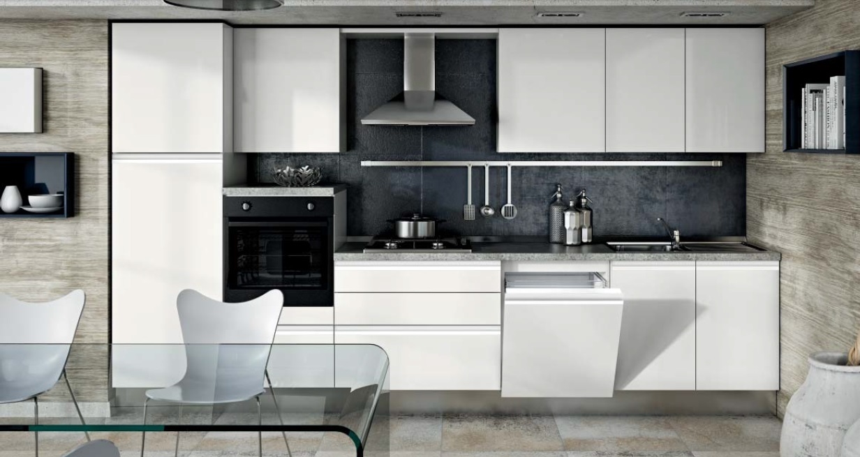 Cucina moderna laccata con gola satinata completa di ... Cucine