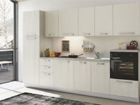 Cucina moderna con abbinamento finitura lino e ante colore canapa scontata