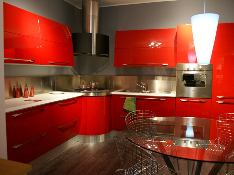 Cucina Scavolini Flux Moderna Laccato Lucido rossa Cucina Scavolini Flux Moderna Laccato Lucido rossa