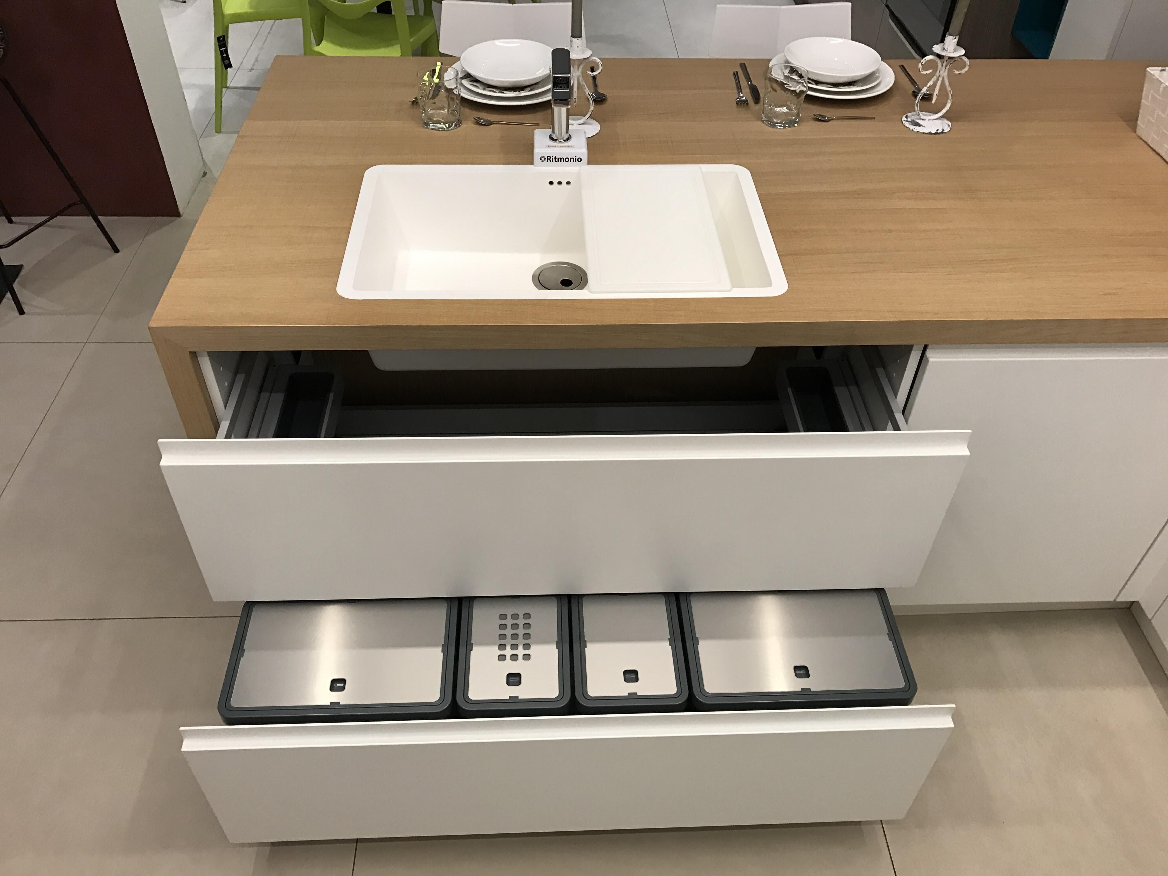 Essebi cucine cucina fusion moderno polimerico opaco bianca ... Camino a induzione moderno