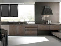 cucina design industrial effetto ossido bronzo con gola in offerta outlet