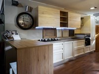 Cucine Cucina Cucina moderna con penisola da cm 180 mobile essenza rovere in offerta nuovimondi outlet scontato del -49 %
