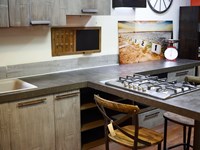 Nuovi Mondi Cucine Cucina Cucina moderna legno e bambu grey modello con penisola design in offerta