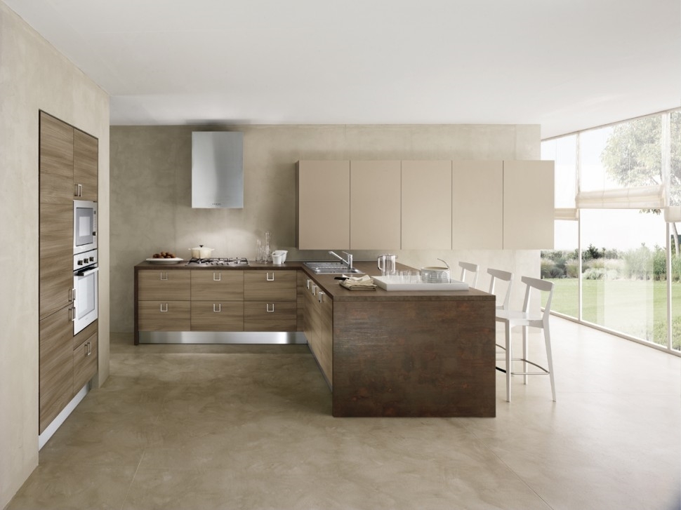 Nuovi mondi cucine cucina cucina moderna olmo etno con penisola ... Cucina moderna angolare con penisola