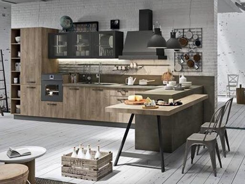 Offerta Cucina Con Penisola E Bancone Cucine Store Misura 455x300cm