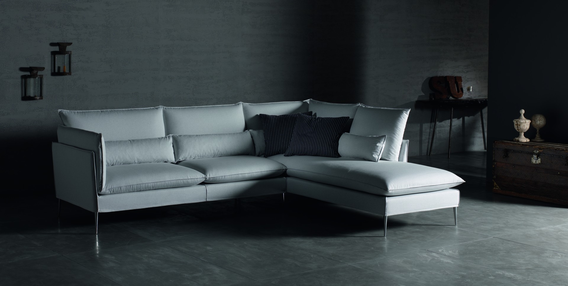 Divano di design mod. natalie angolare in tessuto bianco scontato ...