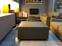 Pouf Doimo Sofas - Metropolitan 90x90 H=43 in pelle Grigio/Beige