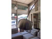Lampada da terra modello Arco - 375a in piattina di acciaio satinato estensibile e base in marmo nero venato - Esprit Nouveau