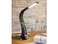 Lampada da tavolo a Led ,tecnologica multi funzione, produzione Fabas Luce Illuminazione modello Trani in Metallo e materiale plastico , colore nero