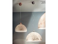 Lampadario a sospensione moderno, produzione ditta Fabas Luce, modello Brenda 3365-46-290 in Vetro centrifugato Bianco ed argento.