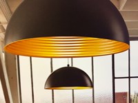 Illuminazione,Lampada a sospensione Fabas Luce Mod. Dingle 3215-40-101 in Metallo colore nero esterno-oro interno -prodotto Design