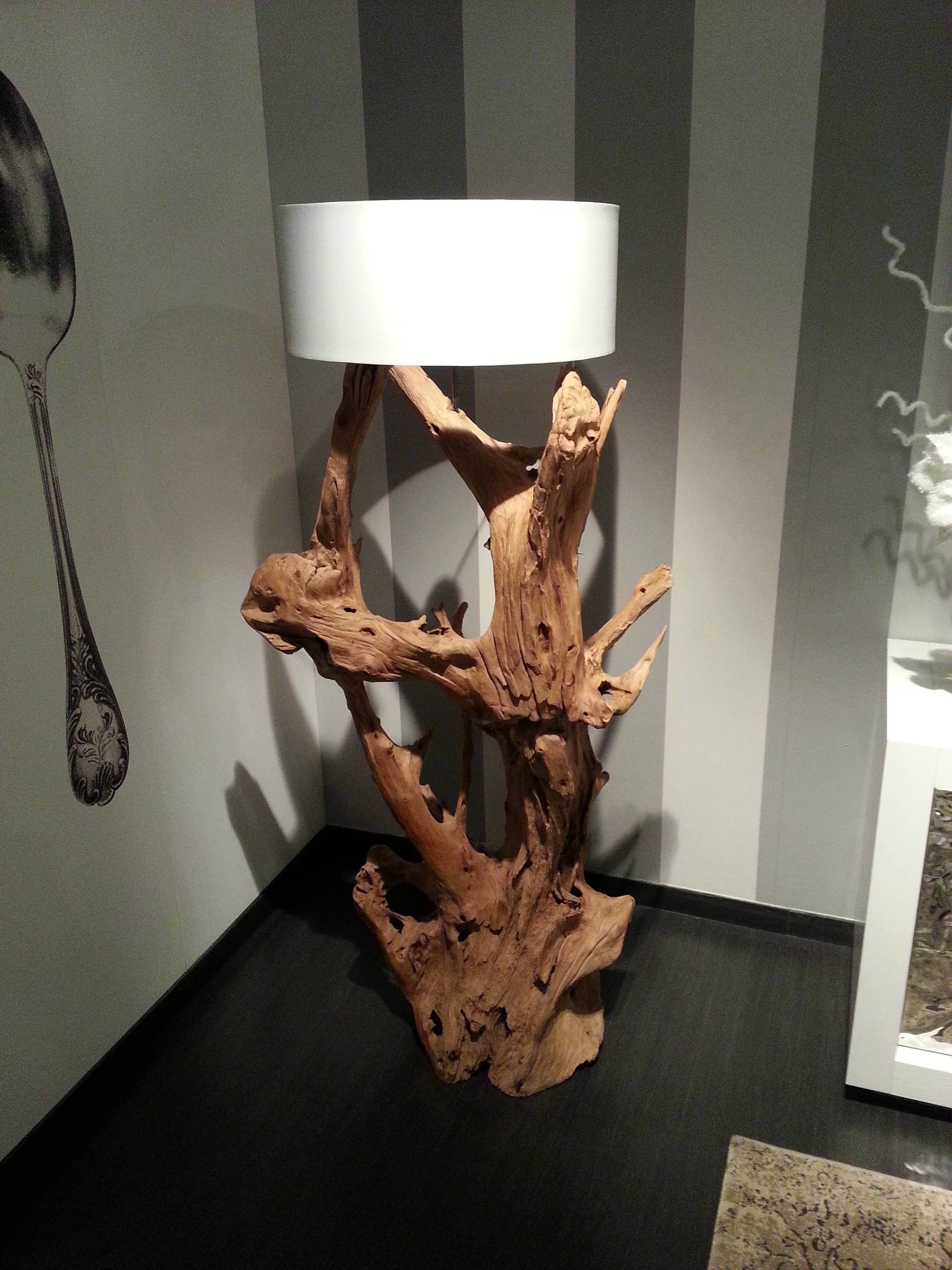 Lampada nature design mod.nd1381 radice con paralume in cotone ... Lampadario con unico paralume