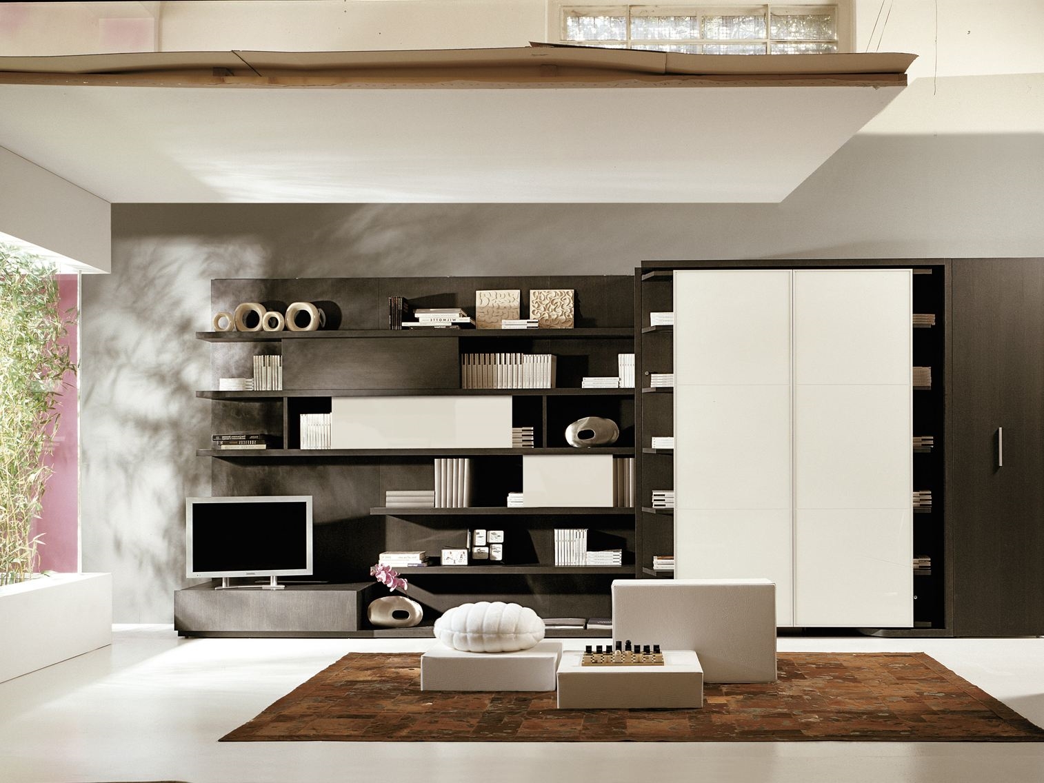 Libreria con letto singolo a scomparsa : libreria per soggiorno ... Librerie ikea