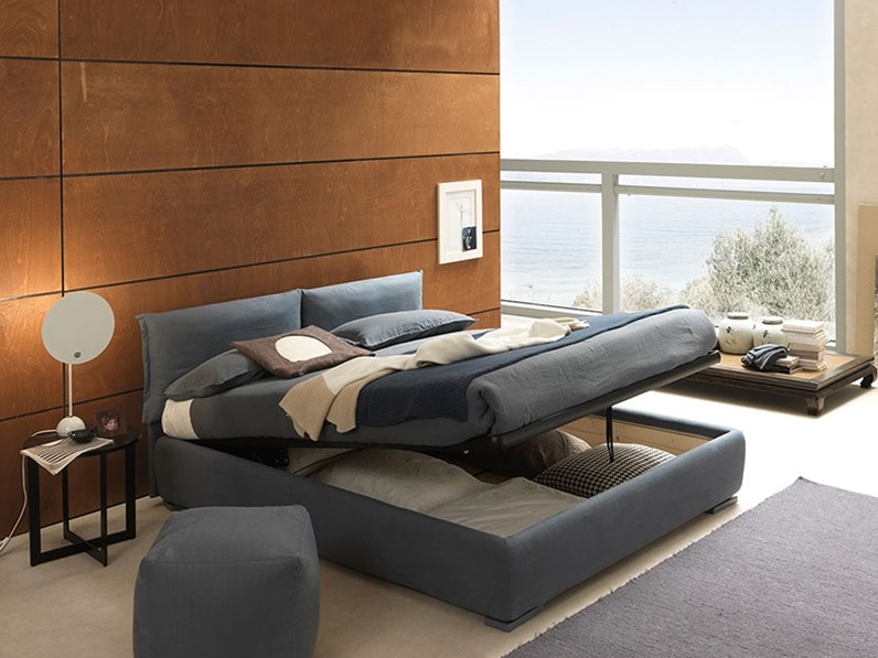 Maison Du Monde Letto Matrimoniale Imbottito Con Contenitore 160x200 Cm  Con LED E USB Velluto Beige 160x200 Cm Velluto