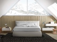 Letto Pianca modello Piumotto. Letto con sommier imbottito in tessuto sfoderabile comprensivo di rete a doghe. Struttura interna in legno.