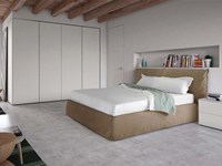 Letto Pianca modello Piumotto. Letto con sommier imbottito in tessuto sfoderabile comprensivo di rete a doghe. Struttura interna in legno.