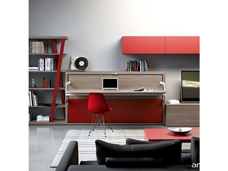 Letto singolo a scomparsa con scrivania Yori di Clever a prezzo outlet Letto singolo a scomparsa con scrivania Yori di Clever a prezzo outlet