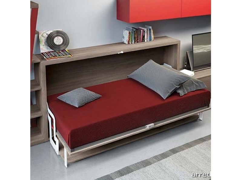 Letto singolo a scomparsa con scrivania yori di clever a prezzo outlet Letto con scrivania a scomparsa