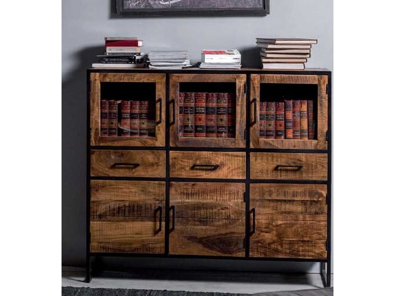 Madia di Outlet etnico in legno Credenza alta industrial chelsea in