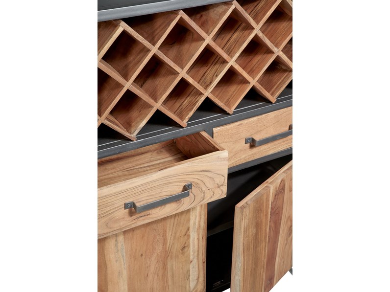 Credenza Alta Con Portabottiglie Per Vino | Multiuso Per Cucina O Soggiorno - Foto 2