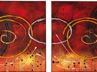 Quadro moderno olio su tela Astratto di Stones con set di 4