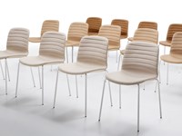 Sedia MIDJ modello Liù S-TS. Sedia con sedile in ecopelle e tessuto cat. C e con struttura in acciaio bianco, alluminio, corda e grafite.