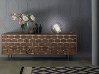Madia a tre ante in legno rovere scuro