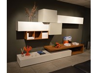 Composizione mobile soggiorno SAN GIACOMO design modello LAMPO in finitura laccato opaco color bianco articoe grigio corda . Offerta Outlet Moobilgross. Scontata del 30%