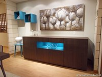 Credenza Metropolis con tavolo Cartesio e sedie Esedra