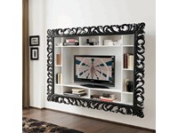 libreria porta TV con cornice in laccato opaco bicolore