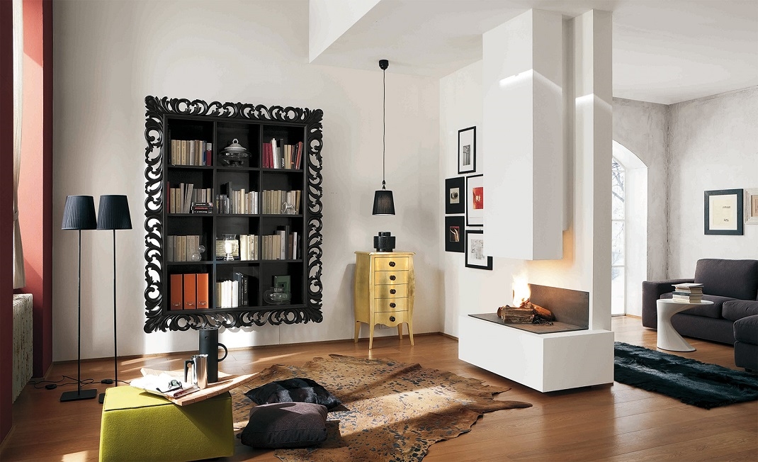 Libreria sospesa leonardo con cornice soggiorni a prezzi scontati Librerie metallo sospese