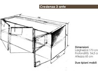 Madia 3 ante legno massello piedi vetro cristallo