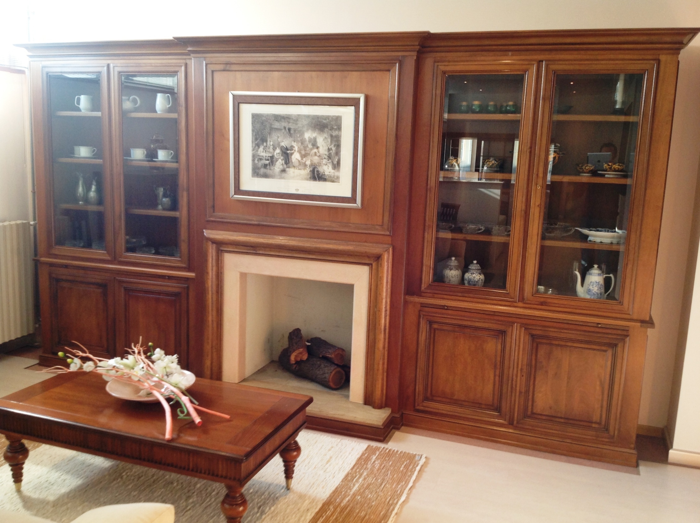 Mobile libreria artigianale in noce nazionale stile classico ...