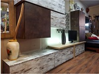 parete attrezzata componibile soggiorno portatv moderno nelle finiture vintage seta bronzo in offerta