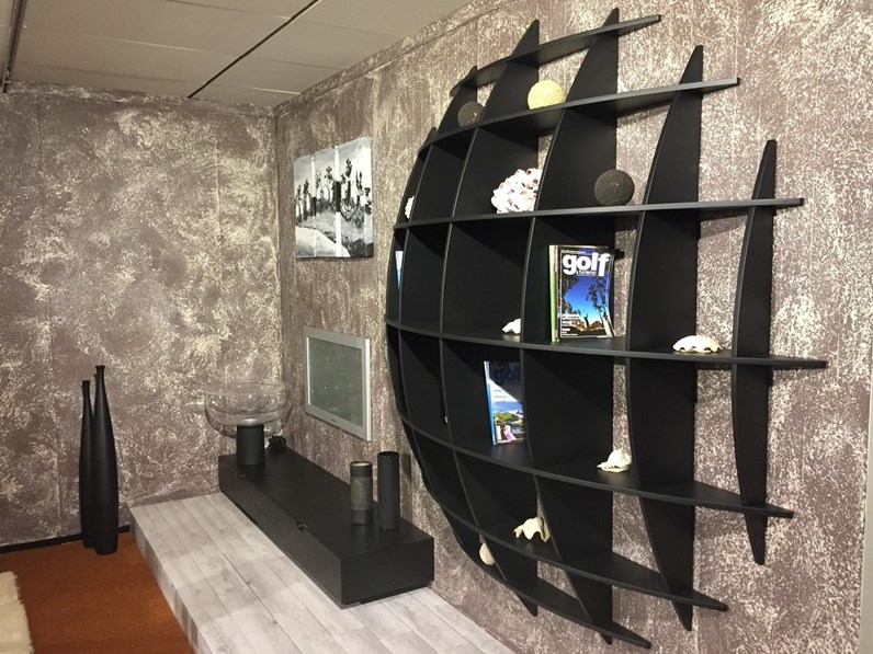 Mobile per T.V. legno di wengè con libreria tonda.Scontato del 30% Mobile per T.V. legno di wengè con libreria tonda.Scontato del 30%