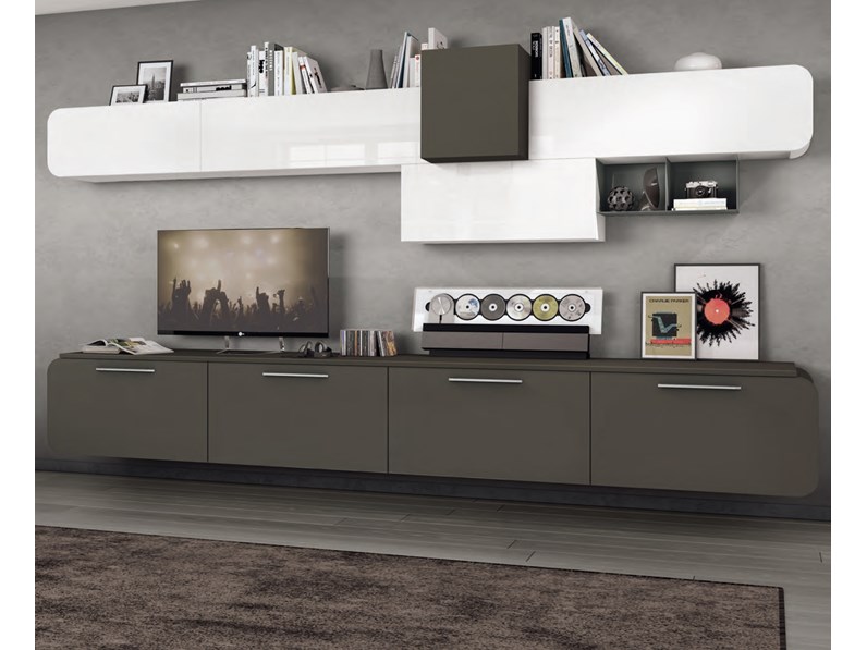 Parete Attrezzata Living Sospeso Lube Cucine In Stile Design A Prezzo Ribassato