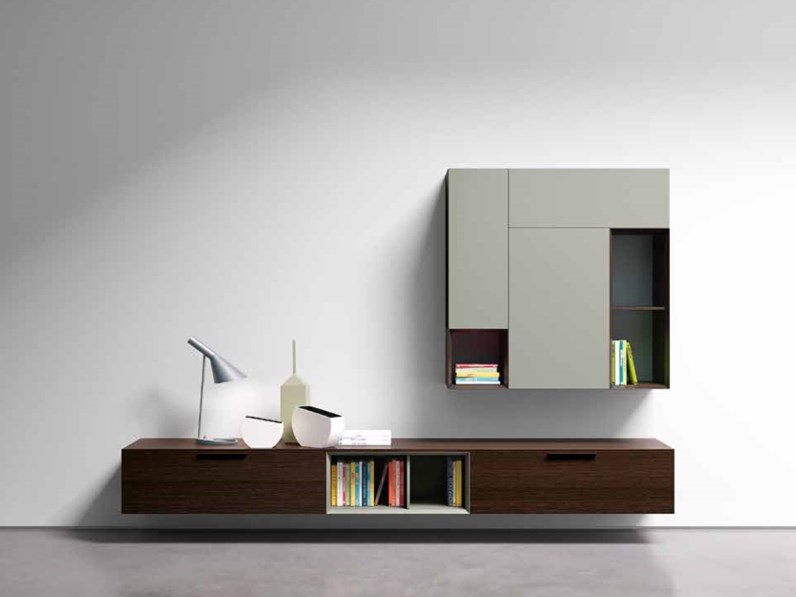Parete attrezzata pianca spazio s 402 in stile design scontata Pareti attrezzate design