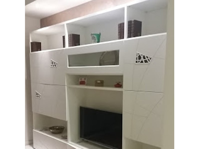 Parete attrezzata Spar in laminato materico Lapis in Offerta Outlet Parete attrezzata Spar in laminato materico Lapis in Offerta Outlet