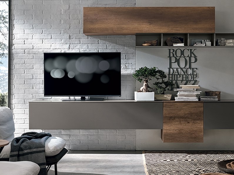 Parete attrezzata tomasella in laminato materico in offerta outlet Parete attrezzata offerta