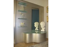 Parete porta tv Legno finitura foglia argento